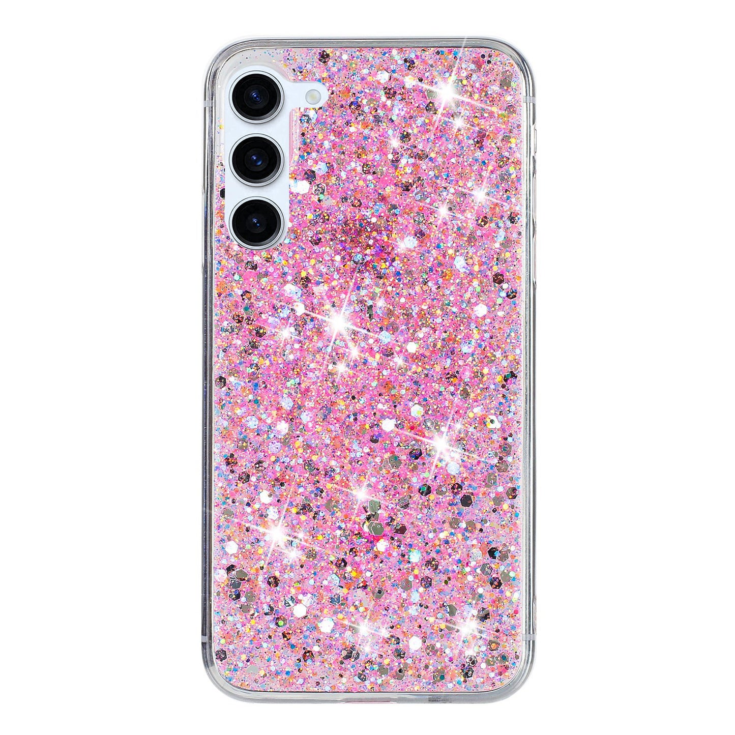 For Samsung Galaxy S23+ TPU Phone Case Epoxy Sequins Drop Protection Cover - Pink