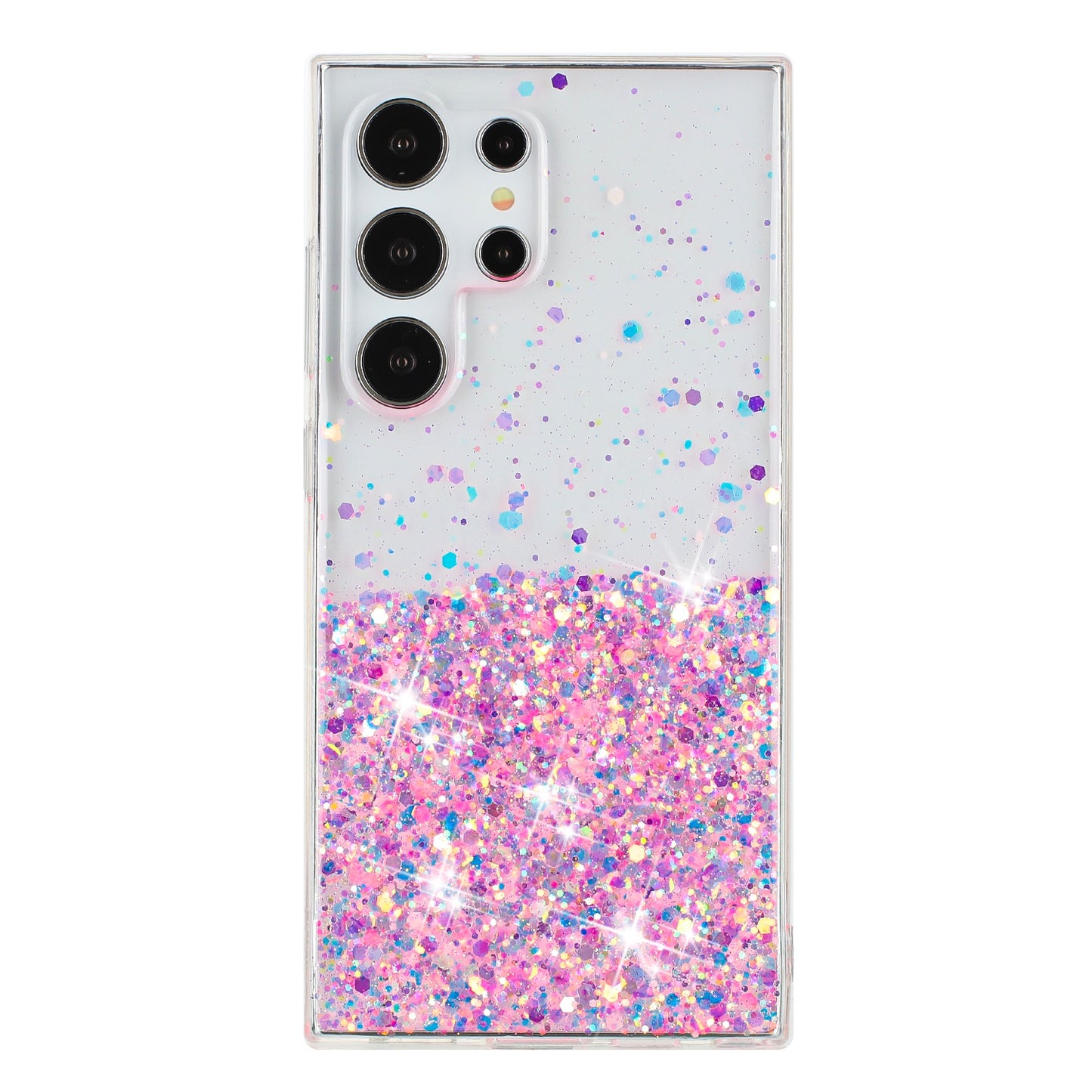 For Samsung Galaxy S24 Ultra Case Epoxy Sparkle Sequins Luminous TPU Phone Cover - Pink