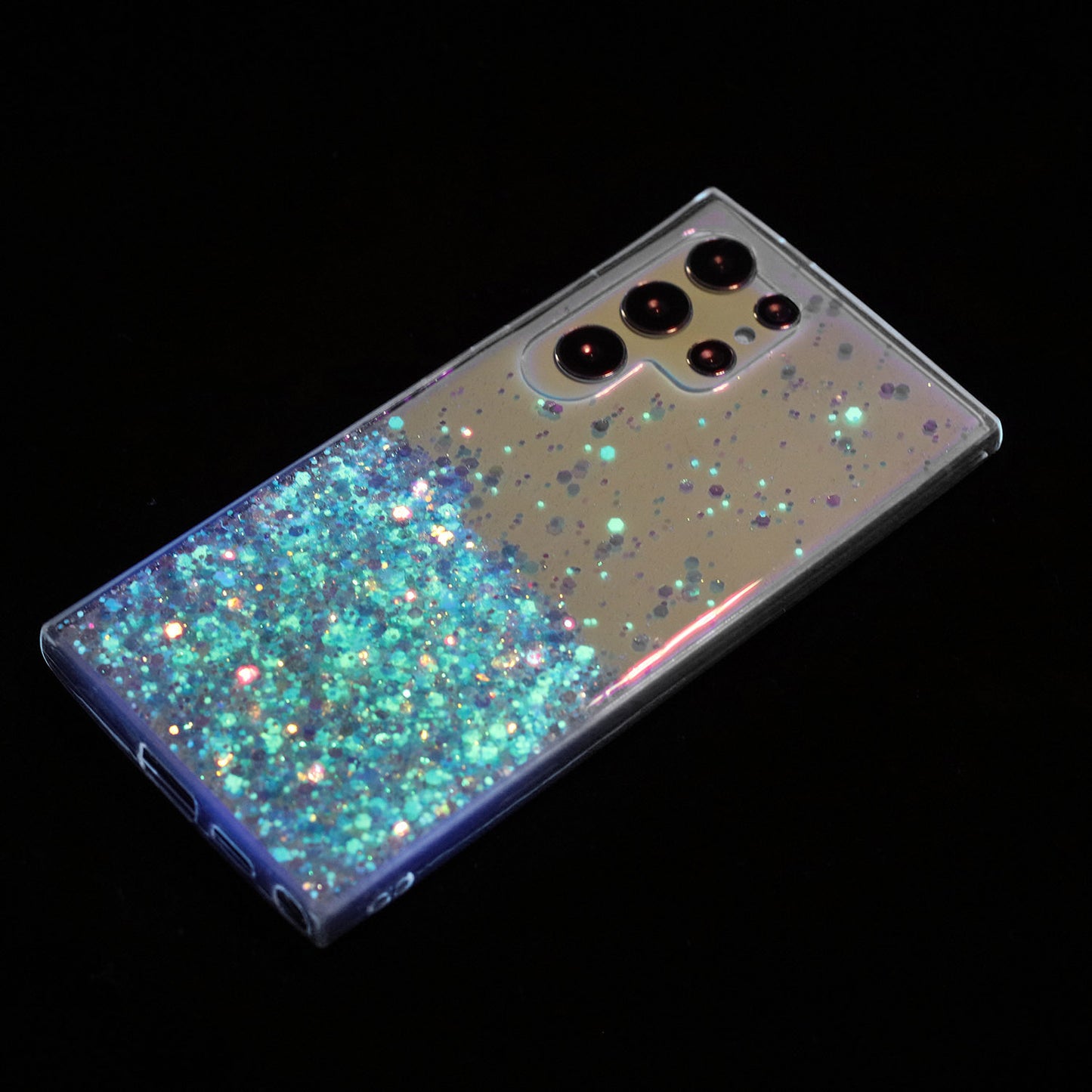 For Samsung Galaxy S24 Ultra Case Epoxy Sparkle Sequins Luminous TPU Phone Cover - Blue