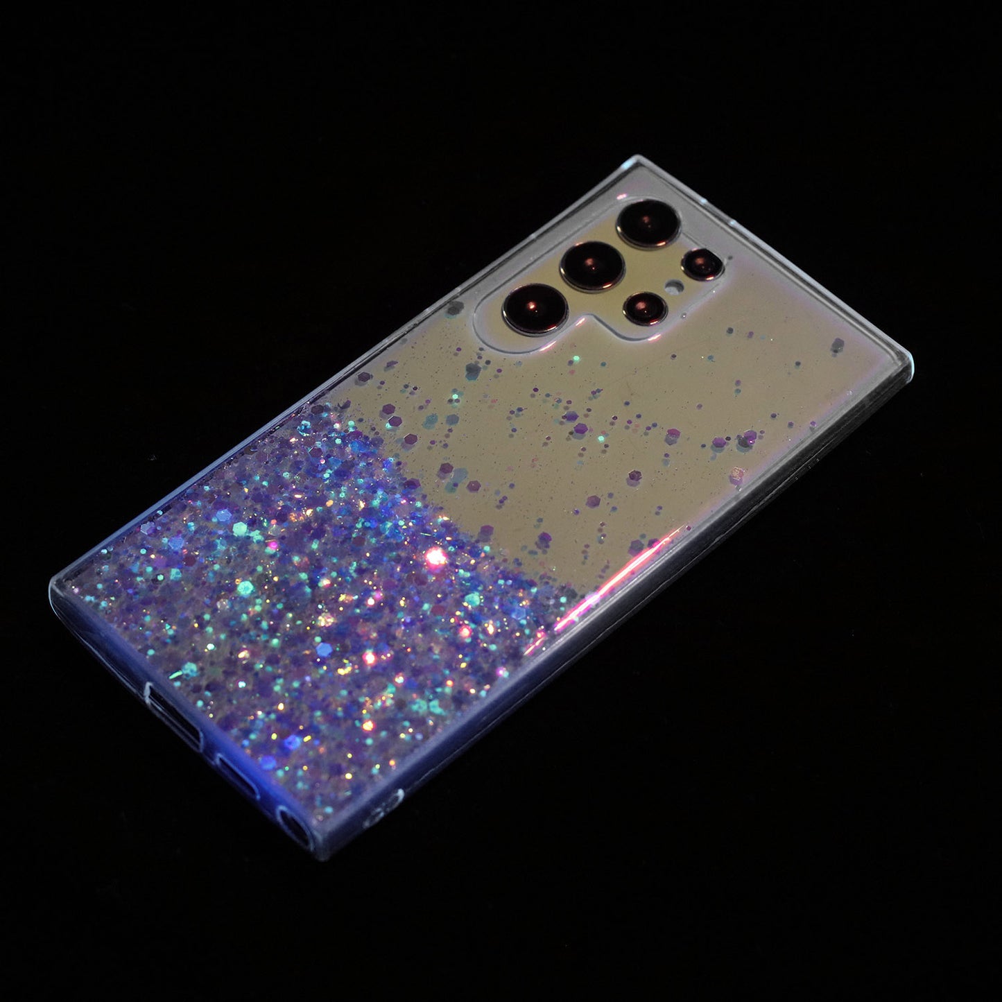 For Samsung Galaxy S23 Ultra Case Epoxy Glitter Sparkle Luminous TPU Phone Cover - Purple
