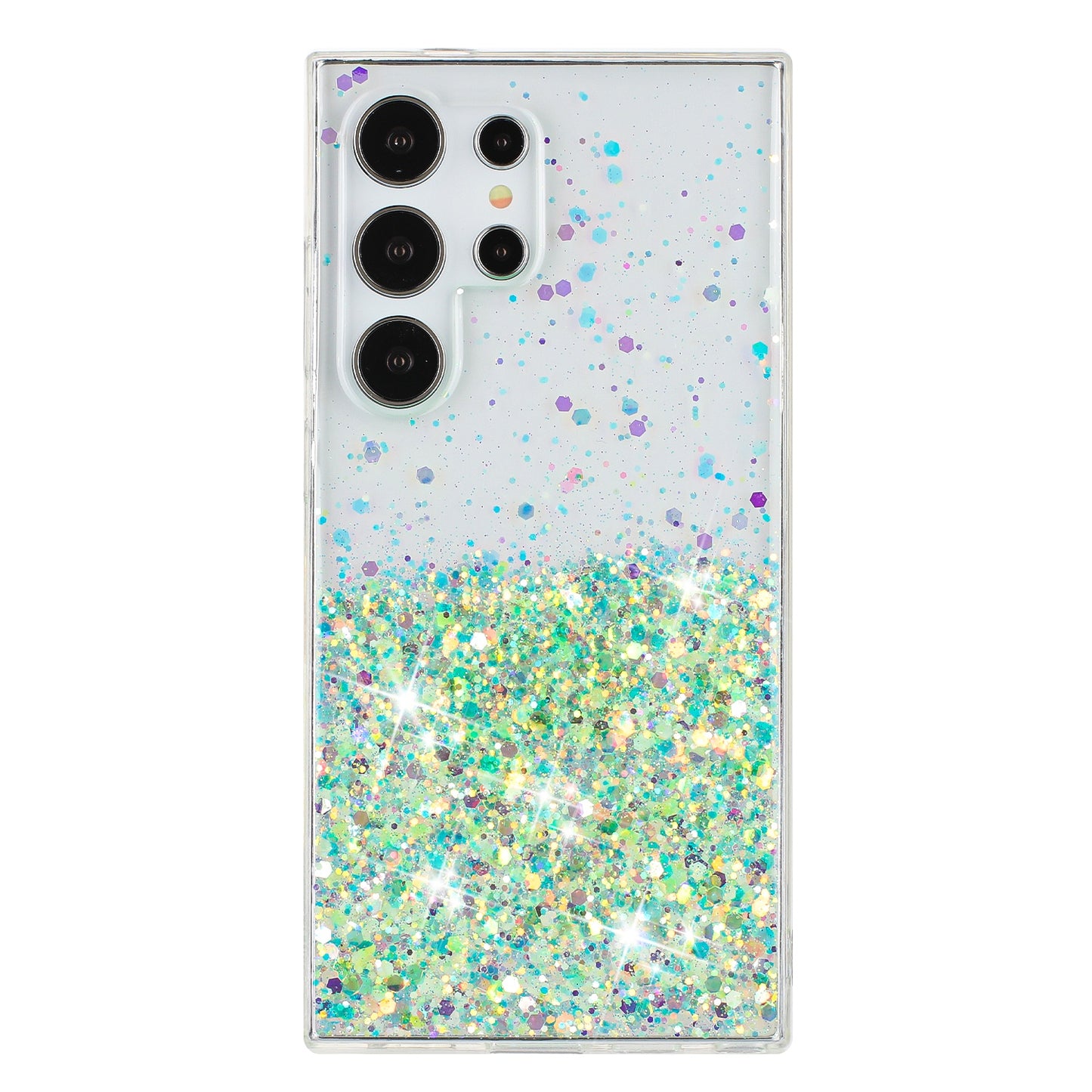 For Samsung Galaxy S23 Ultra Case Epoxy Glitter Sparkle Luminous TPU Phone Cover - Green