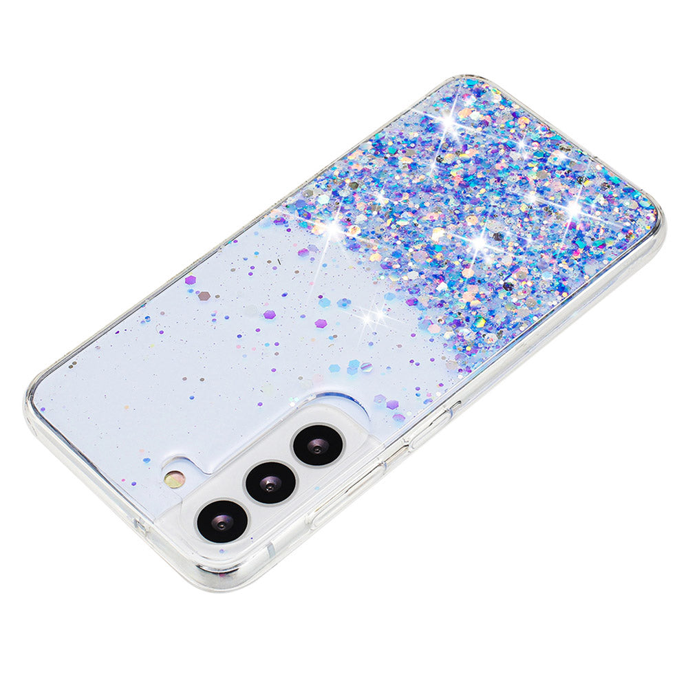 For Samsung Galaxy S23+ Case Epoxy Sparkle Luminous TPU Phone Protective Cover - Purple