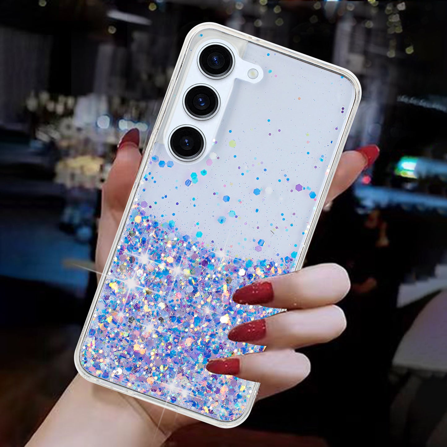 For Samsung Galaxy S23+ Case Epoxy Sparkle Luminous TPU Phone Protective Cover - Purple