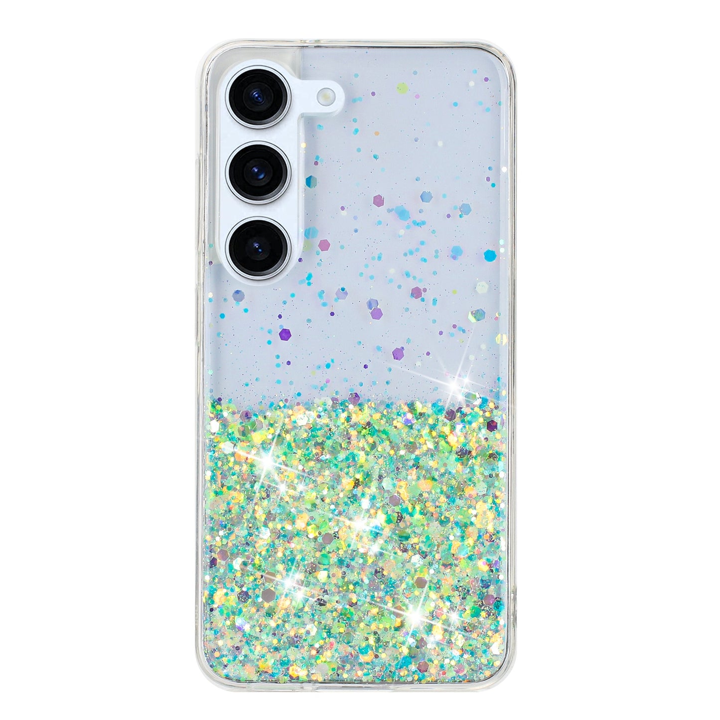 For Samsung Galaxy S23+ Case Epoxy Sparkle Luminous TPU Phone Protective Cover - Green