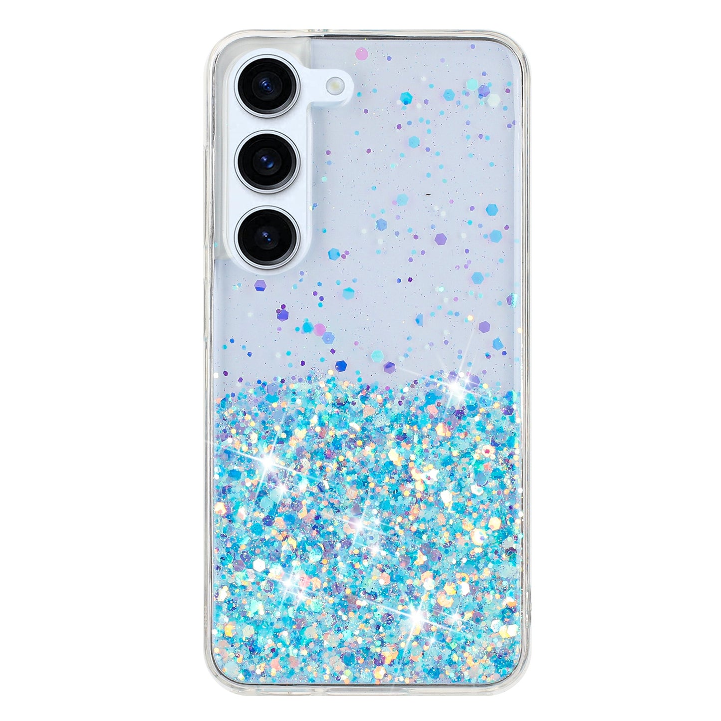 For Samsung Galaxy S23 Luminous Case Epoxy Glitter Sparkle TPU Phone Cover - Blue
