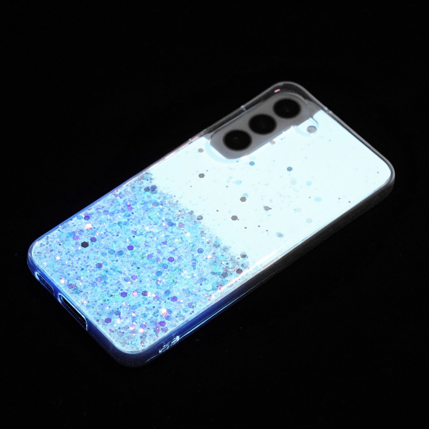 For Samsung Galaxy S23 Luminous Case Epoxy Glitter Sparkle TPU Phone Cover - Blue
