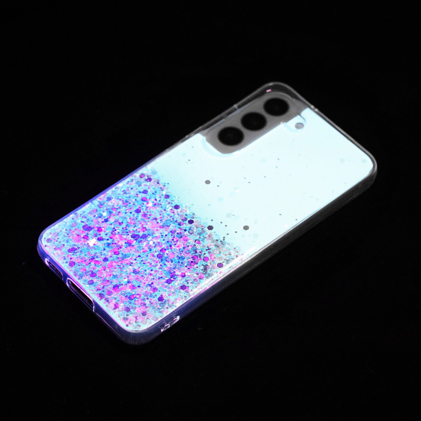 For Samsung Galaxy S23 Luminous Case Epoxy Glitter Sparkle TPU Phone Cover - Purple