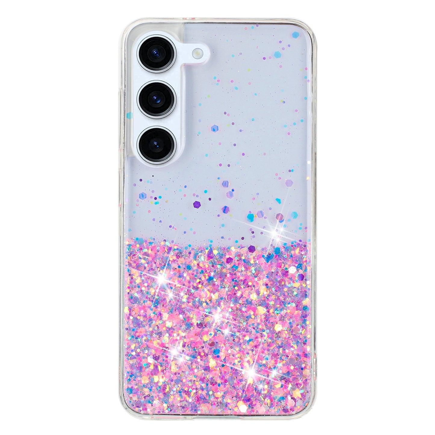 For Samsung Galaxy S23 Luminous Case Epoxy Glitter Sparkle TPU Phone Cover - Pink