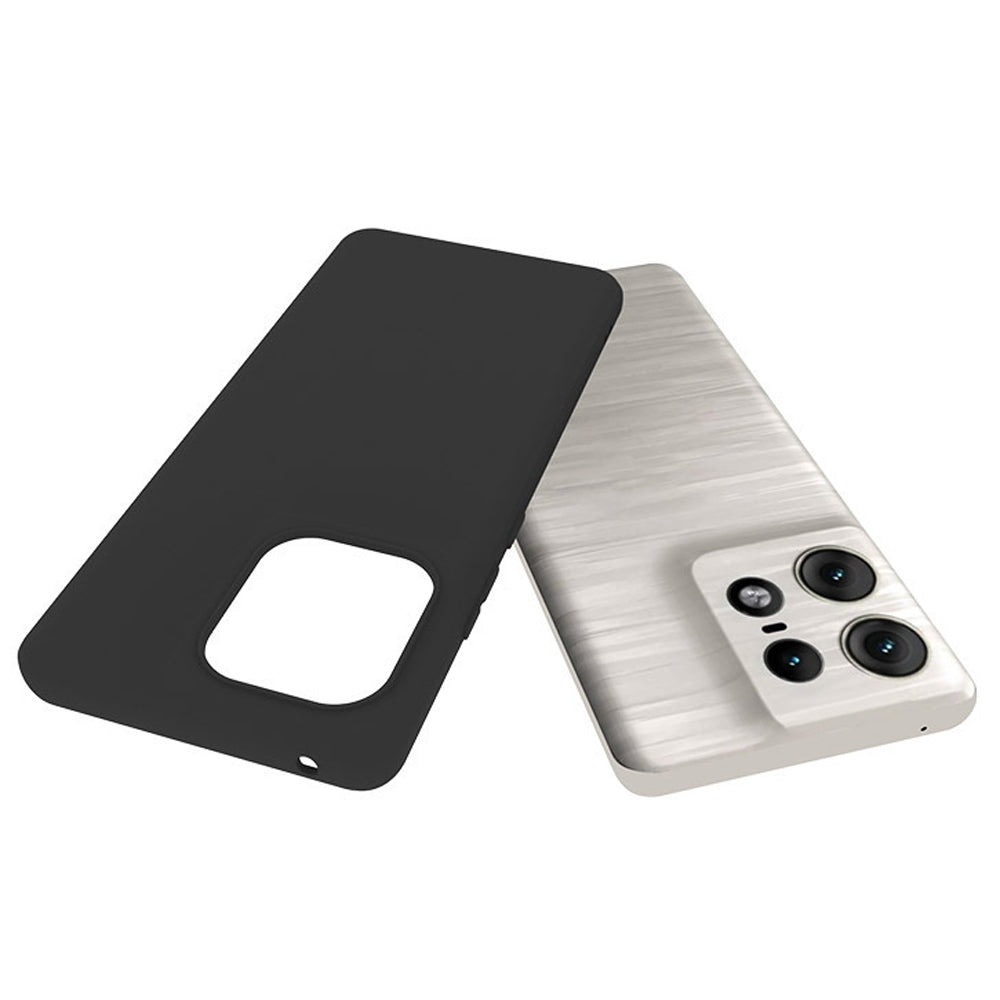 For Motorola Edge 50 Pro 5G Frosted Case Soft TPU Phone Cover with Big Rear Lens Hole - Black