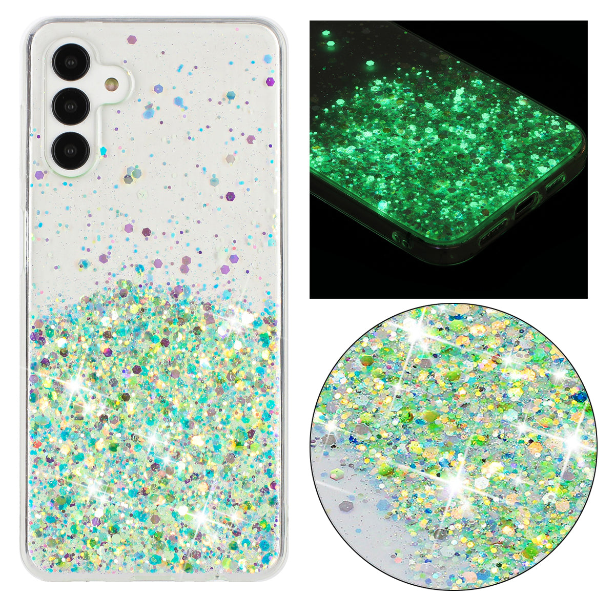 For Samsung Galaxy A55 5G TPU Phone Cases Epoxy Luminous  Anti-Scratch Phone Cover - Green