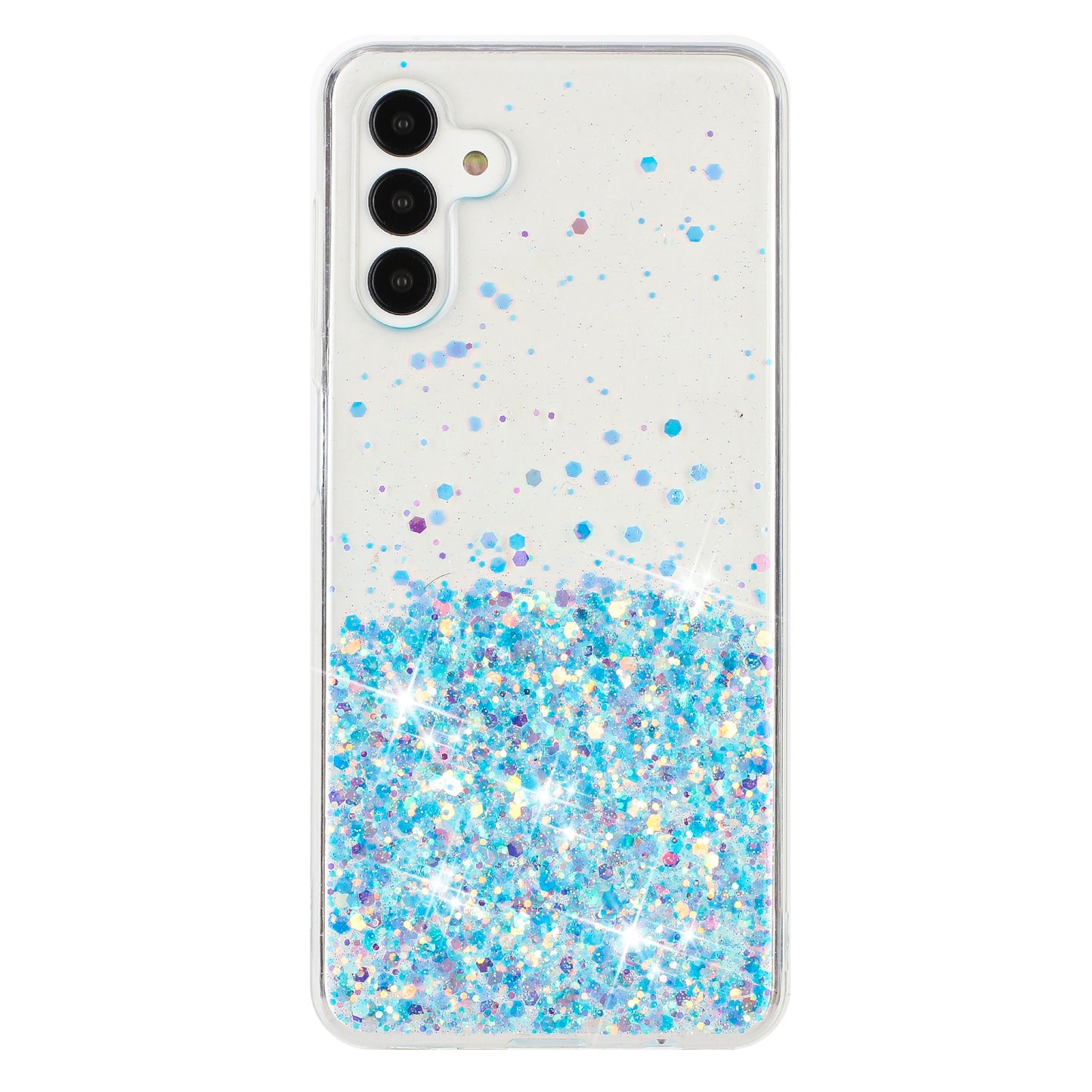 For Samsung Galaxy A35 5G Glow In The Dark Phone Case Epoxy TPU Glitter Sparkle Cover - Blue