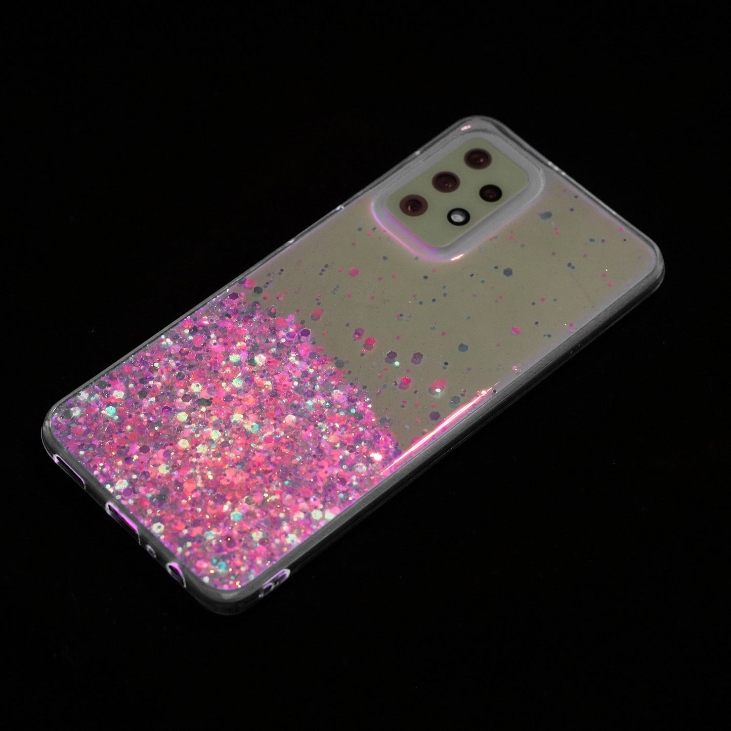 For Samsung Galaxy A23 4G / A23 5G (Global Version) Glow In The Dark Epoxy TPU Glitter Sparkle Phone Cover - Pink