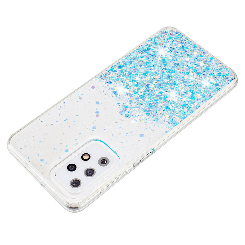 For Samsung Galaxy A23 4G / A23 5G (Global Version) Glow In The Dark Epoxy TPU Glitter Sparkle Phone Cover - Blue