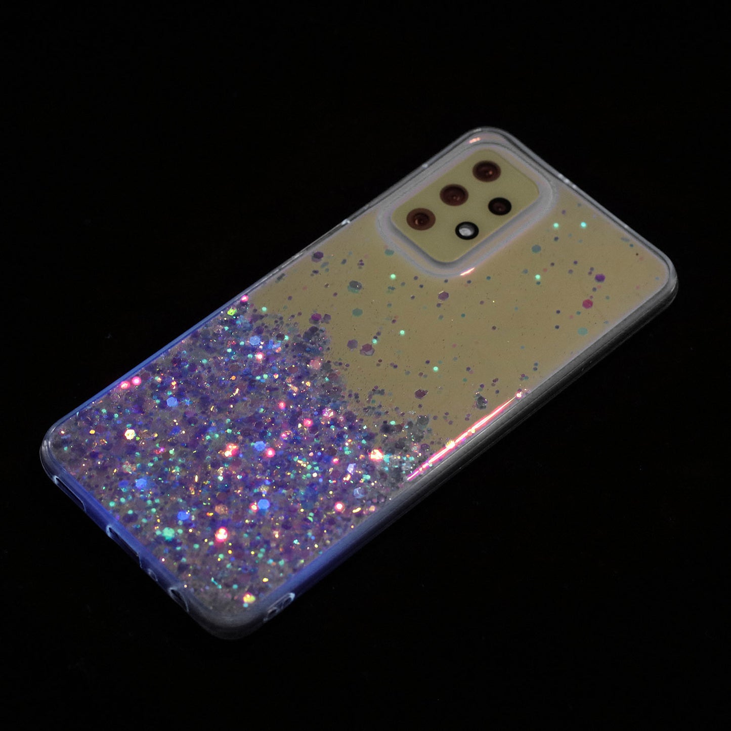 For Samsung Galaxy A23 4G / A23 5G (Global Version) Glow In The Dark Epoxy TPU Glitter Sparkle Phone Cover - Purple