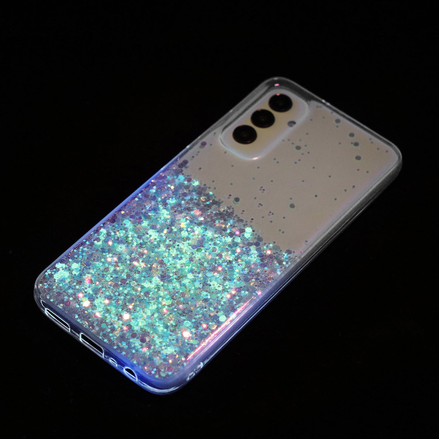 For Samsung Galaxy A05s 4G Luminous Phone Cover Epoxy Glitter Sparkle TPU Phone Case - White