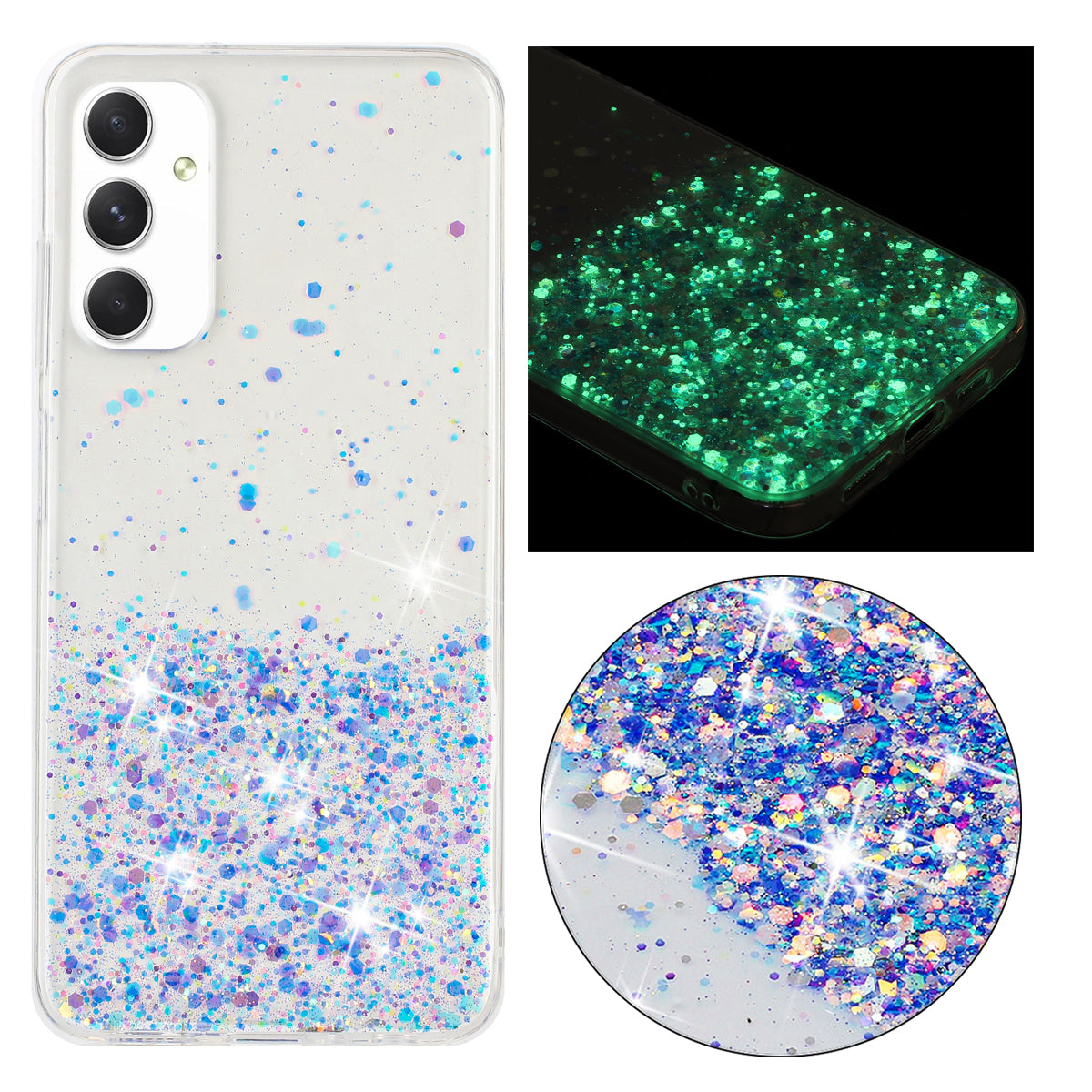 For Samsung Galaxy A05s 4G Luminous Phone Cover Epoxy Glitter Sparkle TPU Phone Case - Purple