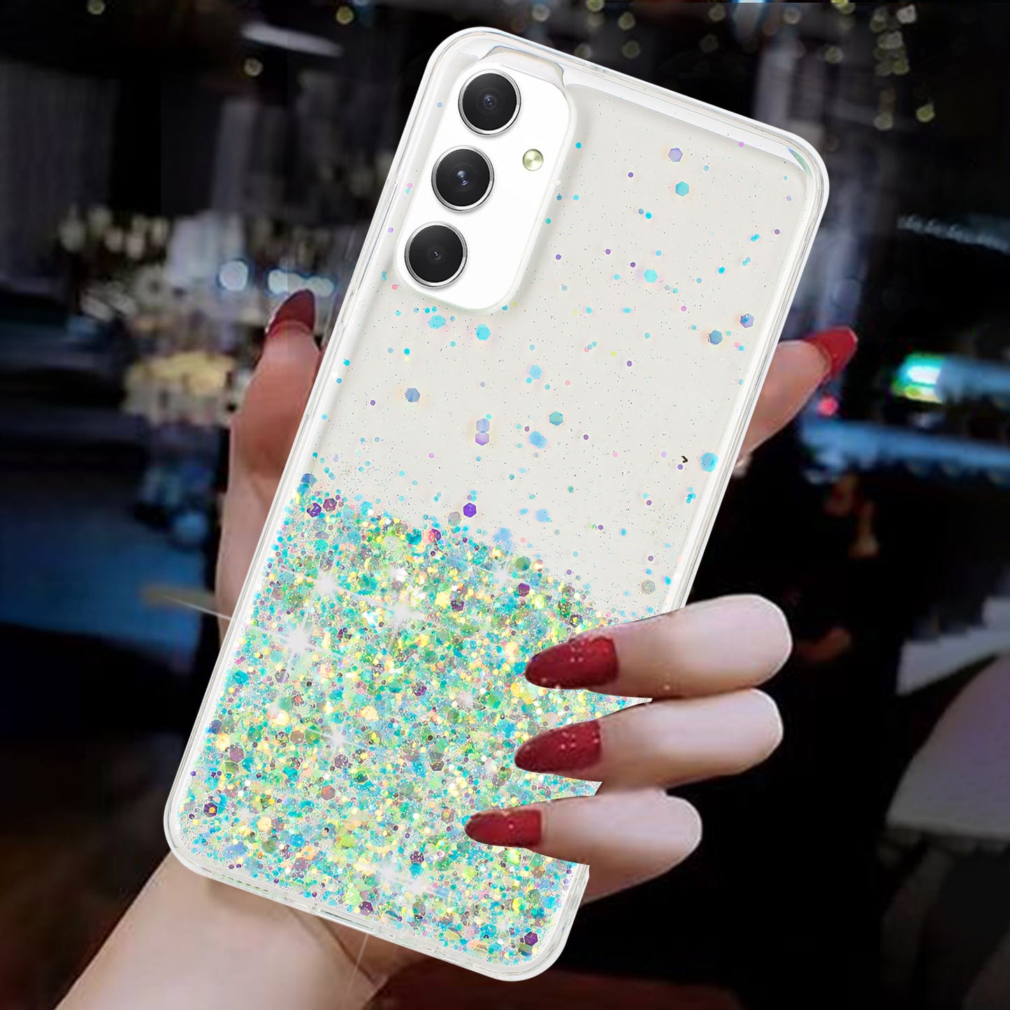 For Samsung Galaxy A05s 4G Luminous Phone Cover Epoxy Glitter Sparkle TPU Phone Case - Green