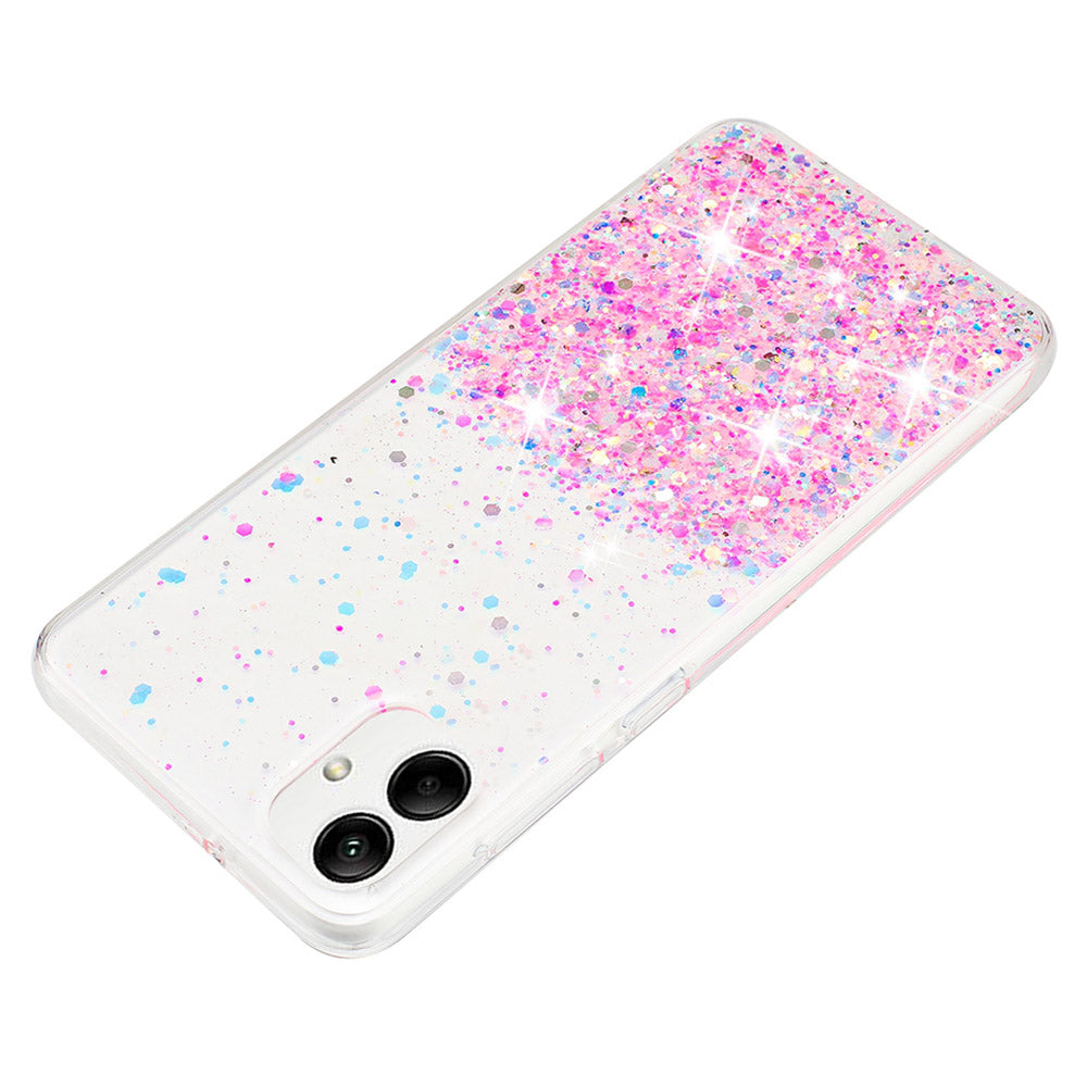 For Samsung Galaxy A05 4G Phone Case Sparkle Luminous Epoxy TPU Back Cover - Pink