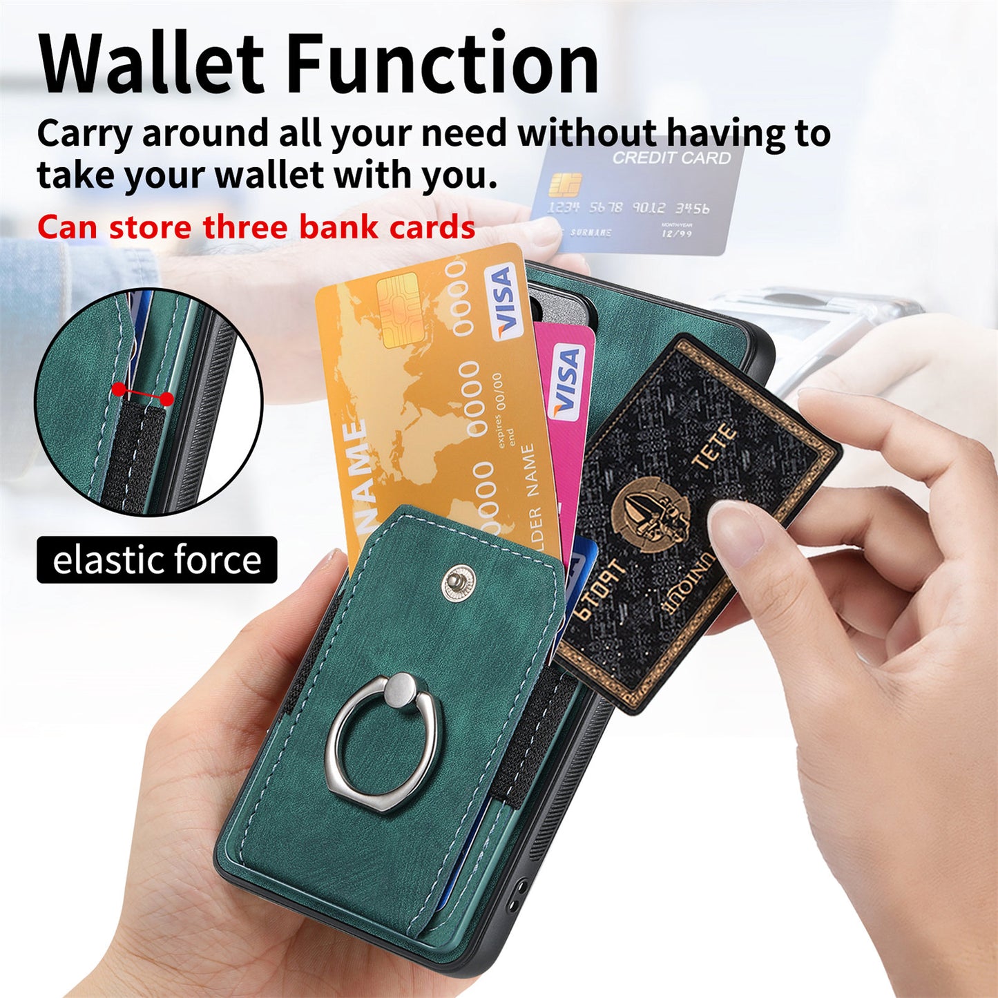 D2 Phone Cover for OnePlus 12 5G Case Retro Drop-resistant Leather+TPU Kickstand Shell - Green