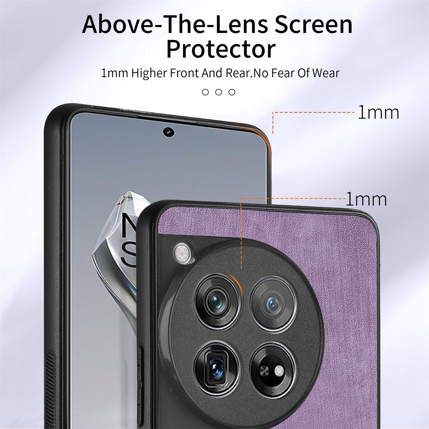 D2 Phone Cover for OnePlus 12 5G Case Retro Drop-resistant Leather+TPU Kickstand Shell - Purple