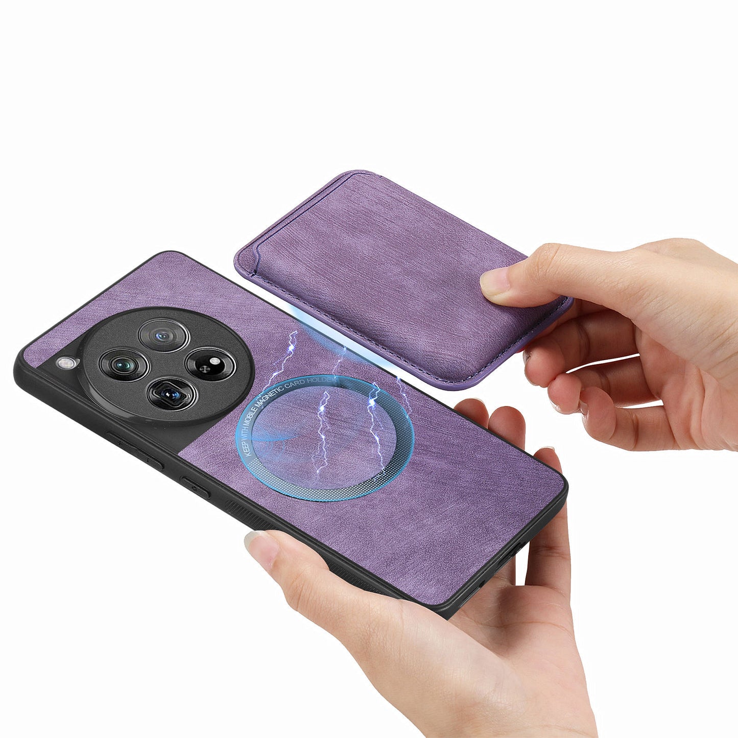 D12 For OnePlus 12 5G Case Vintage PU Leather+TPU Phone Cover with Magnetic Card Slot - Purple
