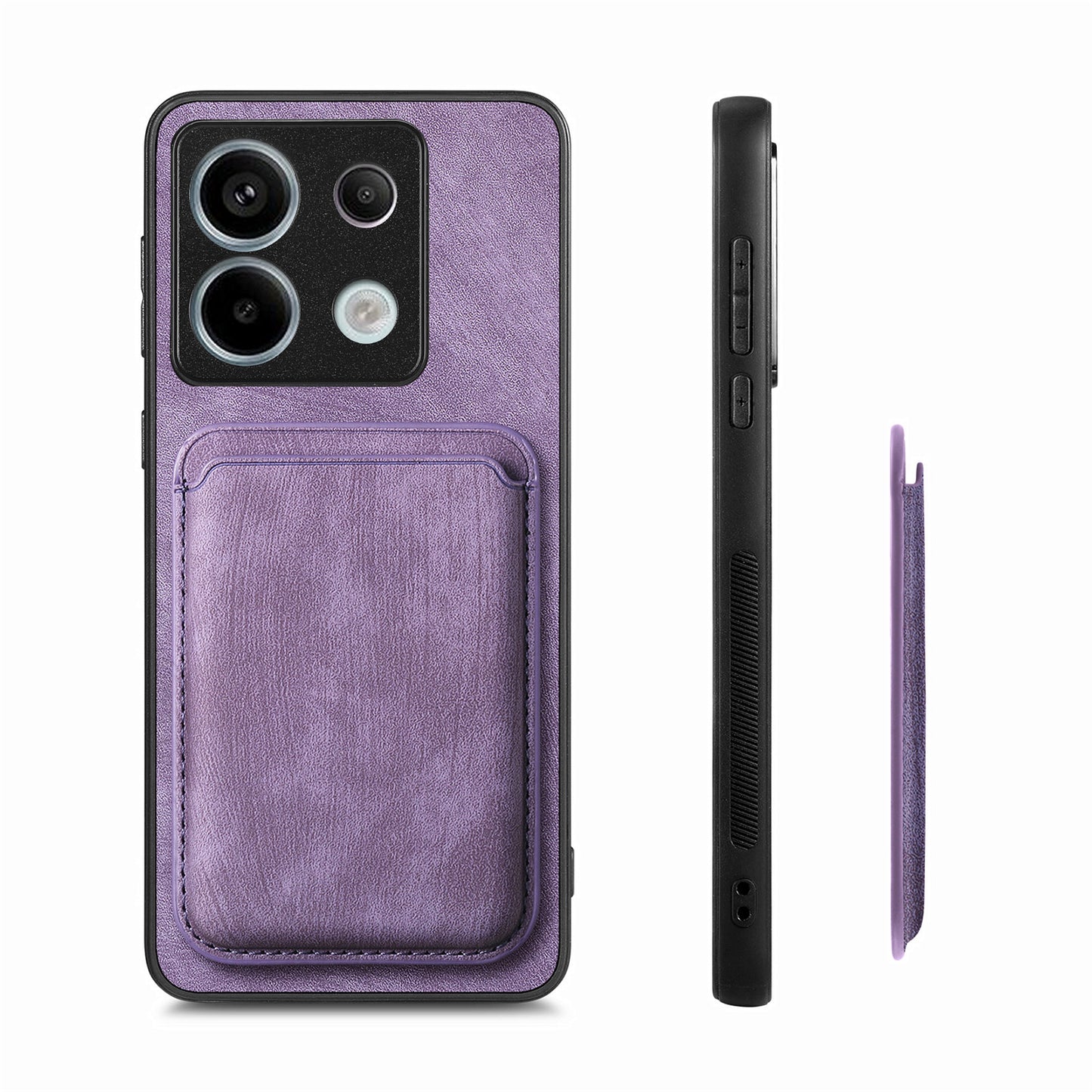 D12 For Xiaomi Redmi Note 13 Pro 5G / Poco X6 5G Magnetic Card Holder Case Vintage Phone Leather Cover - Purple