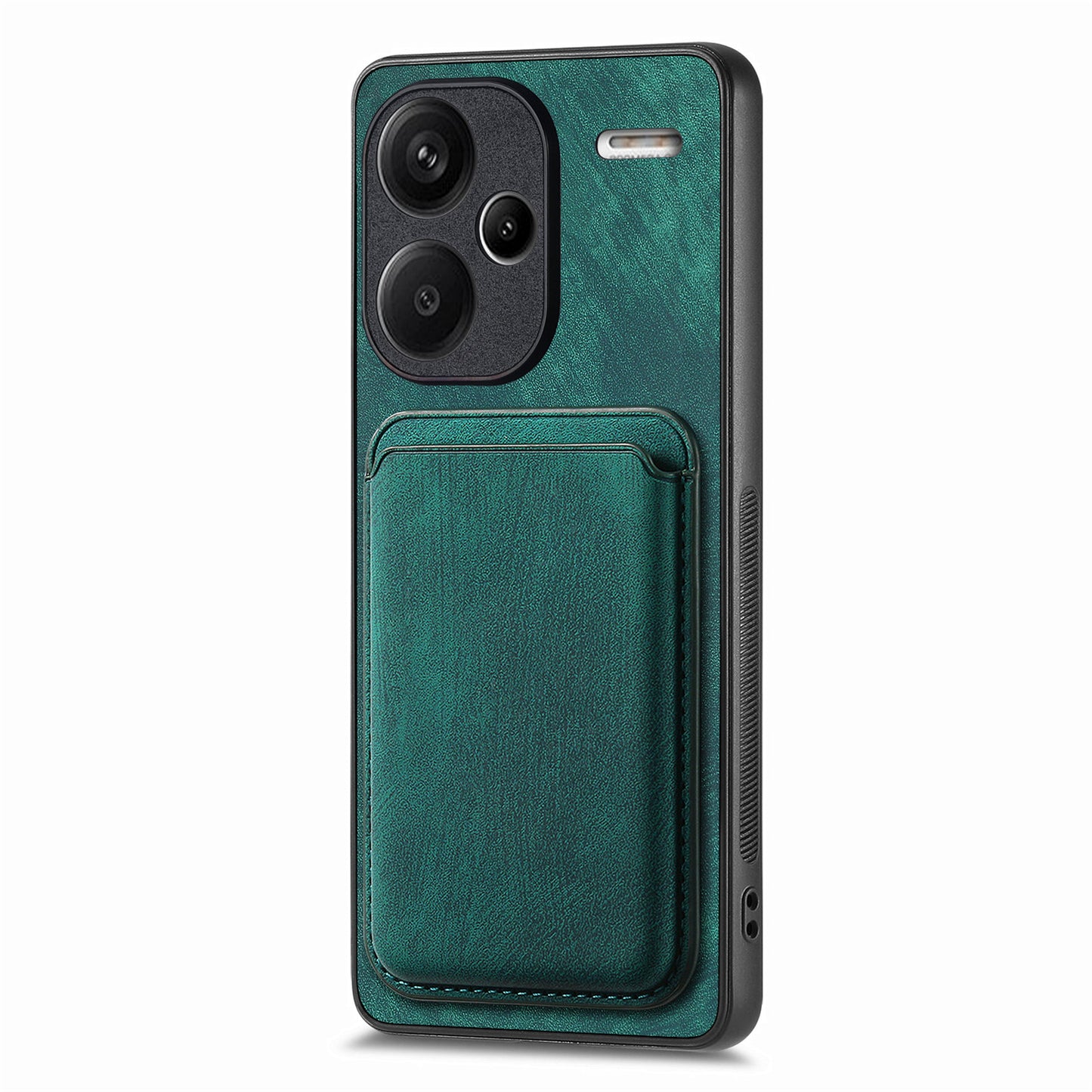 D12 For Xiaomi Redmi Note 13 Pro+ 5G Case Leather Vintage Phone Cover with Magnetic Card Holder - Green