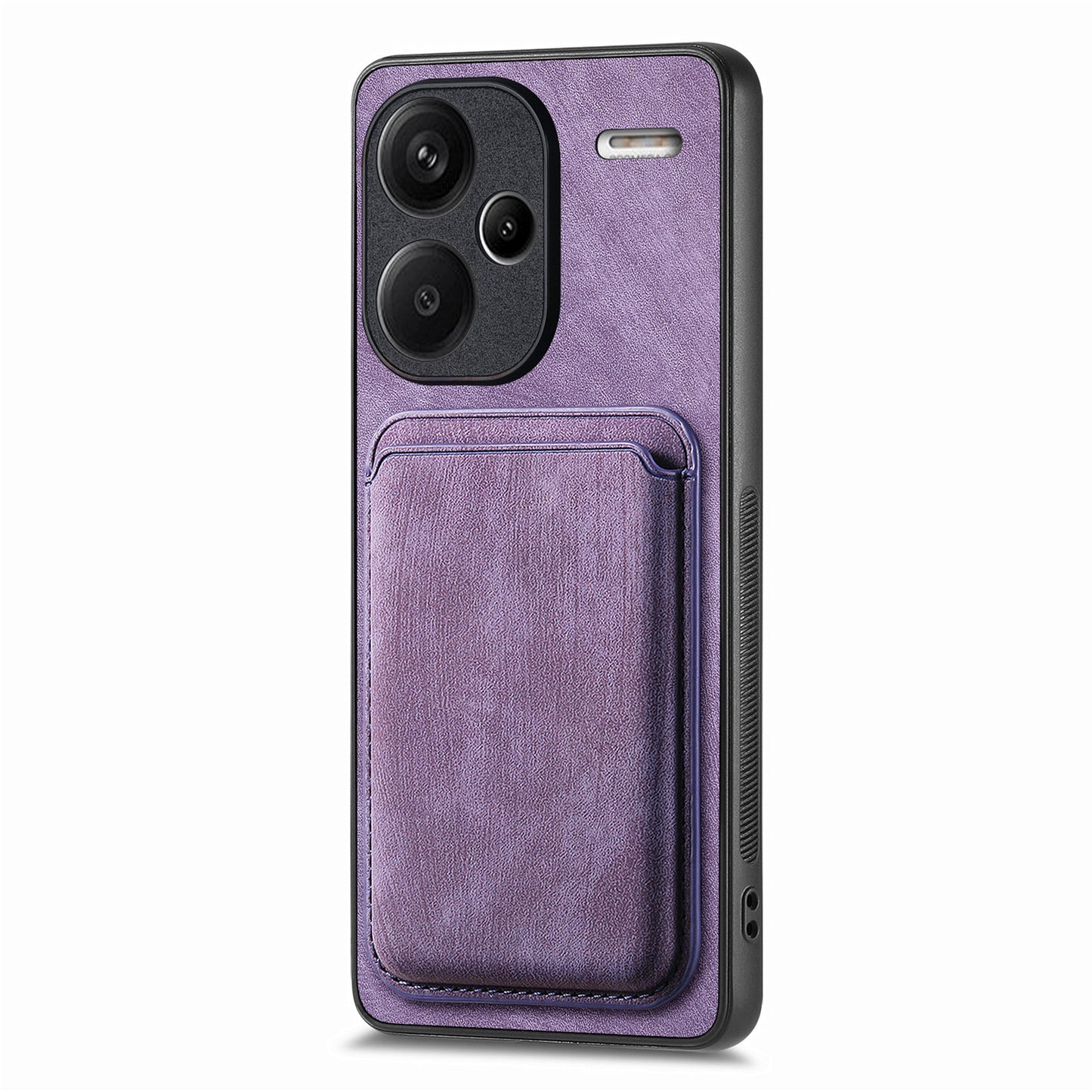 D12 For Xiaomi Redmi Note 13 Pro+ 5G Case Leather Vintage Phone Cover with Magnetic Card Holder - Purple