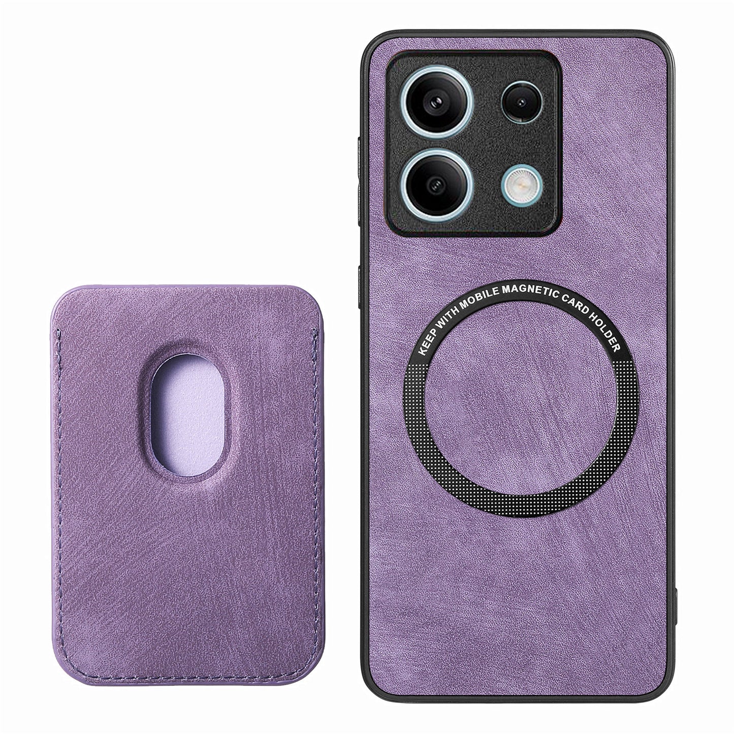 D12 For Xiaomi Redmi Note 13 5G Phone Case Magnetic Card Holder Vintage Leather Cover - Purple