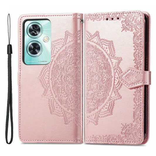 Phone Cover for OnePlus Nord N30 SE 5G , Emboss Mandala Flower Leather Wallet Case - Rose Gold