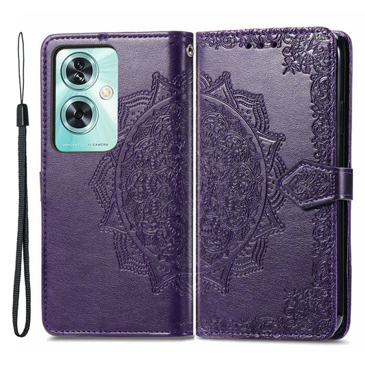Phone Cover for OnePlus Nord N30 SE 5G , Emboss Mandala Flower Leather Wallet Case - Purple