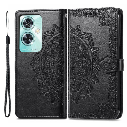Phone Cover for OnePlus Nord N30 SE 5G , Emboss Mandala Flower Leather Wallet Case - Black