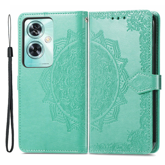 Phone Cover for OnePlus Nord N30 SE 5G , Emboss Mandala Flower Leather Wallet Case - Mint Green