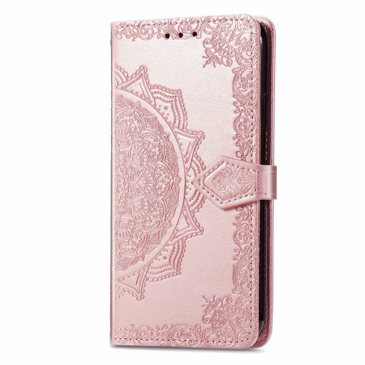 For Google Pixel 9 Pro Leather Wallet Case Stand Flip Phone Cover Emboss Mandala Flower - Rose Gold