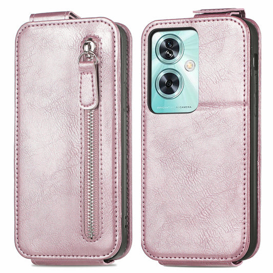 For OnePlus Nord N30 SE 5G Leather Wallet Case Zipper Pocket Phone Cover - Rose Gold