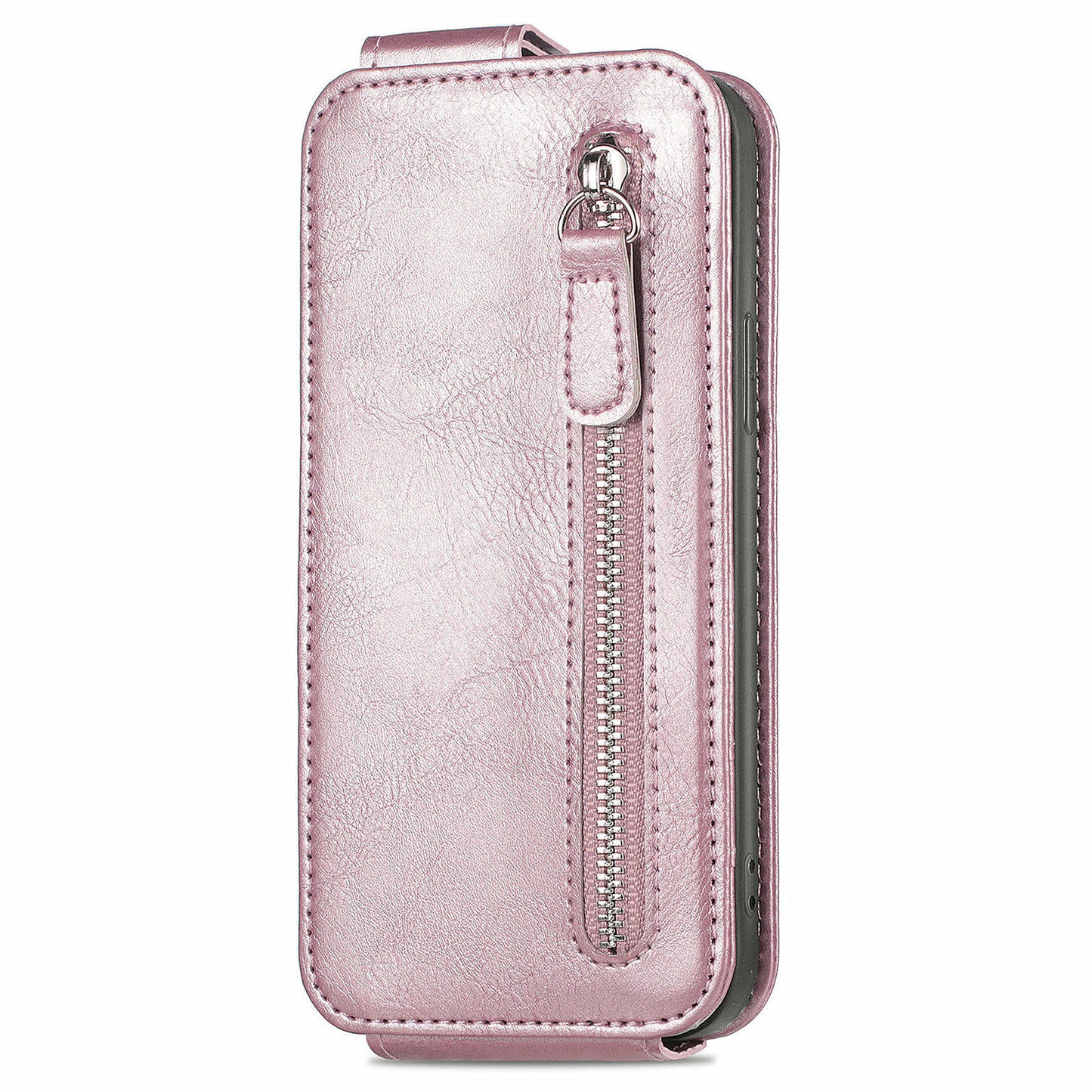 For OnePlus Nord N30 SE 5G Leather Wallet Case Zipper Pocket Phone Cover - Rose Gold