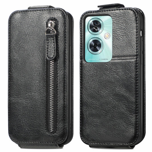For OnePlus Nord N30 SE 5G Leather Wallet Case Zipper Pocket Phone Cover - Black