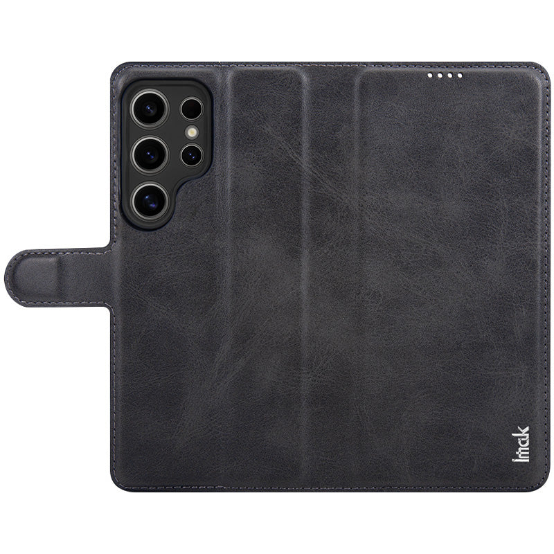 IMAK For Samsung Galaxy S24 Ultra Case Wallet PU Leather Protective Phone Cover - Black