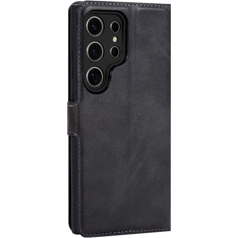 IMAK For Samsung Galaxy S24 Ultra Case Wallet PU Leather Protective Phone Cover - Black