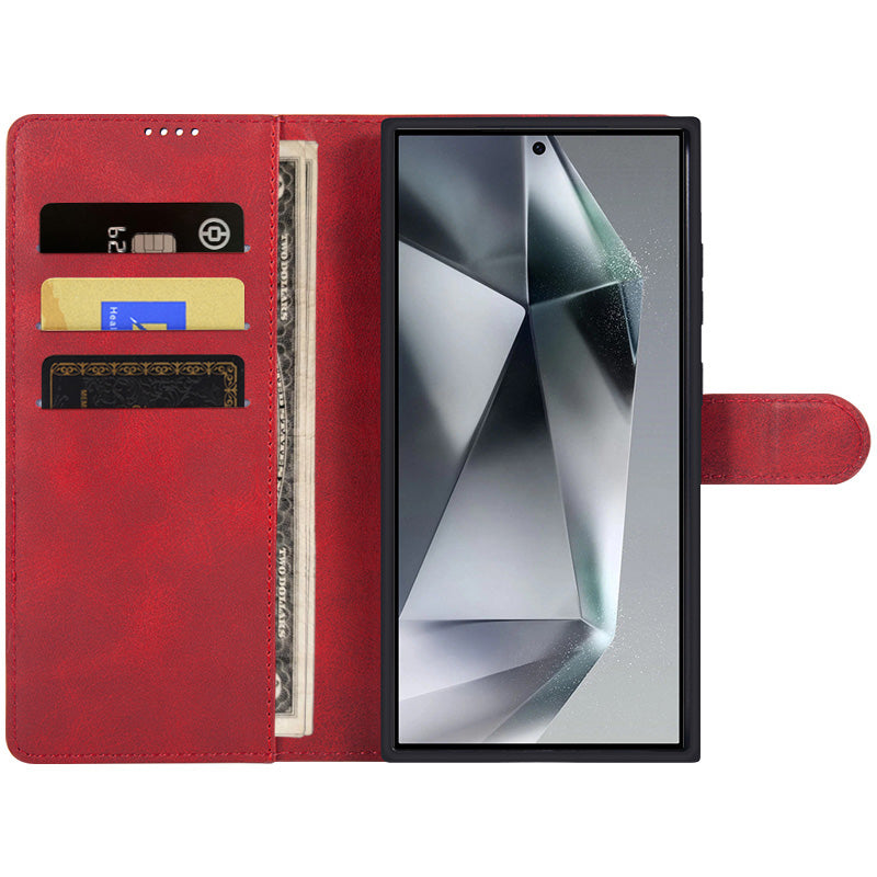 IMAK For Samsung Galaxy S24 Ultra Case Wallet PU Leather Protective Phone Cover - Brown