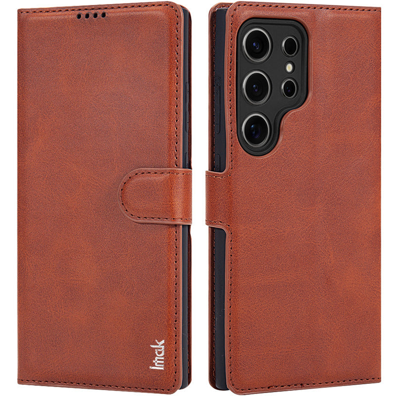 IMAK For Samsung Galaxy S24 Ultra Case Wallet PU Leather Protective Phone Cover - Red