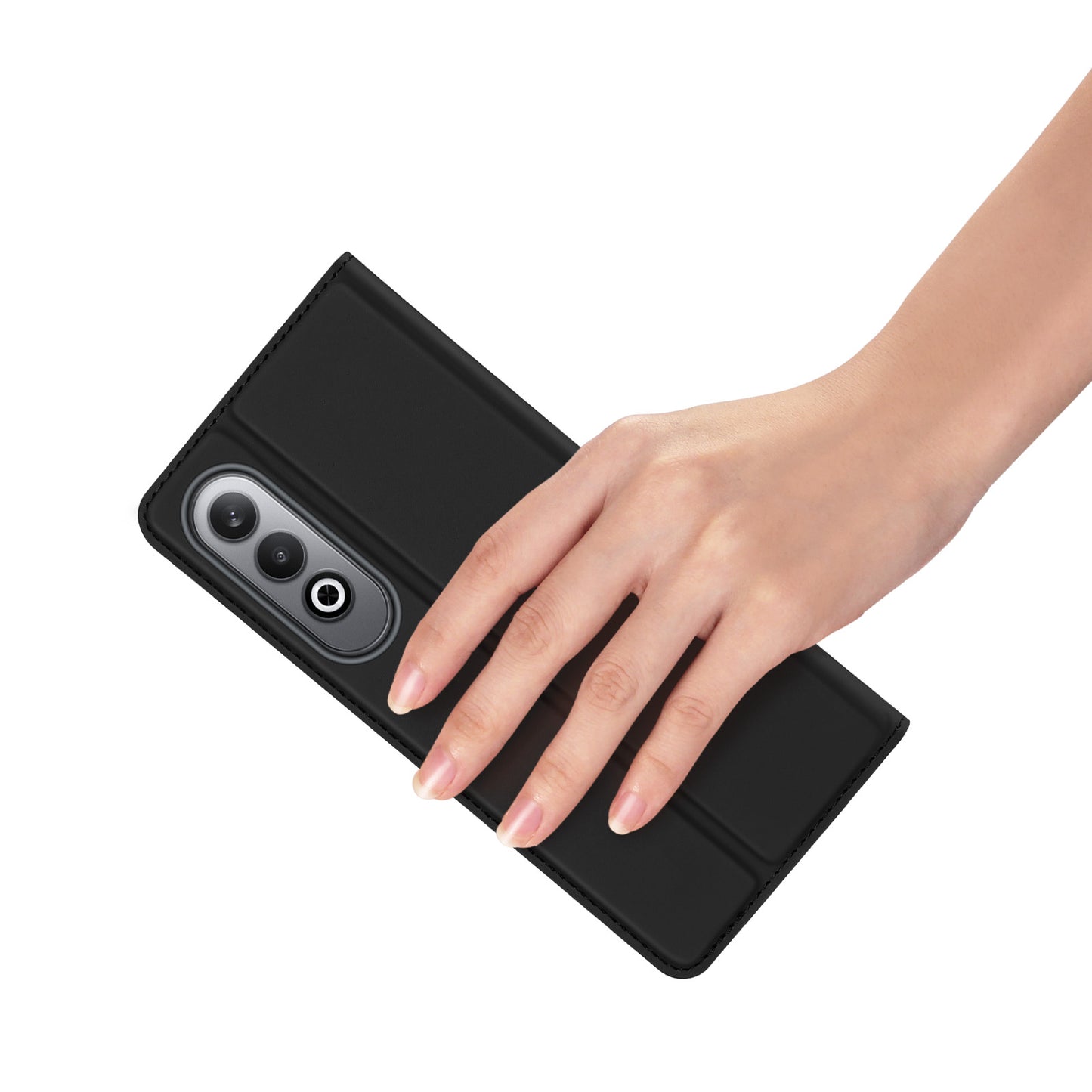 DUX DUCIS Skin Pro Series For OnePlus Nord CE4 5G / Oppo K12 Flip Phone Case with Stand and Card Slot - Black