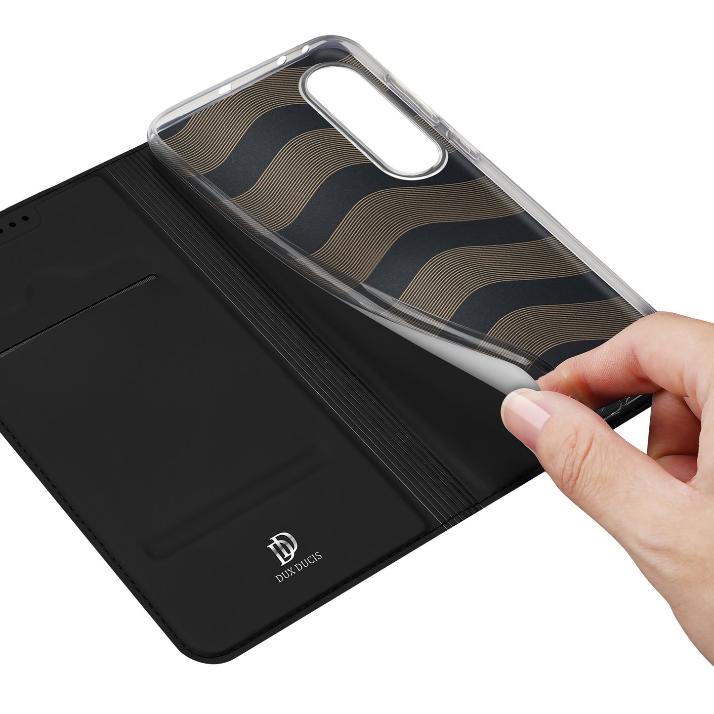 DUX DUCIS Skin Pro Series For OnePlus Nord CE4 5G / Oppo K12 Flip Phone Case with Stand and Card Slot - Black