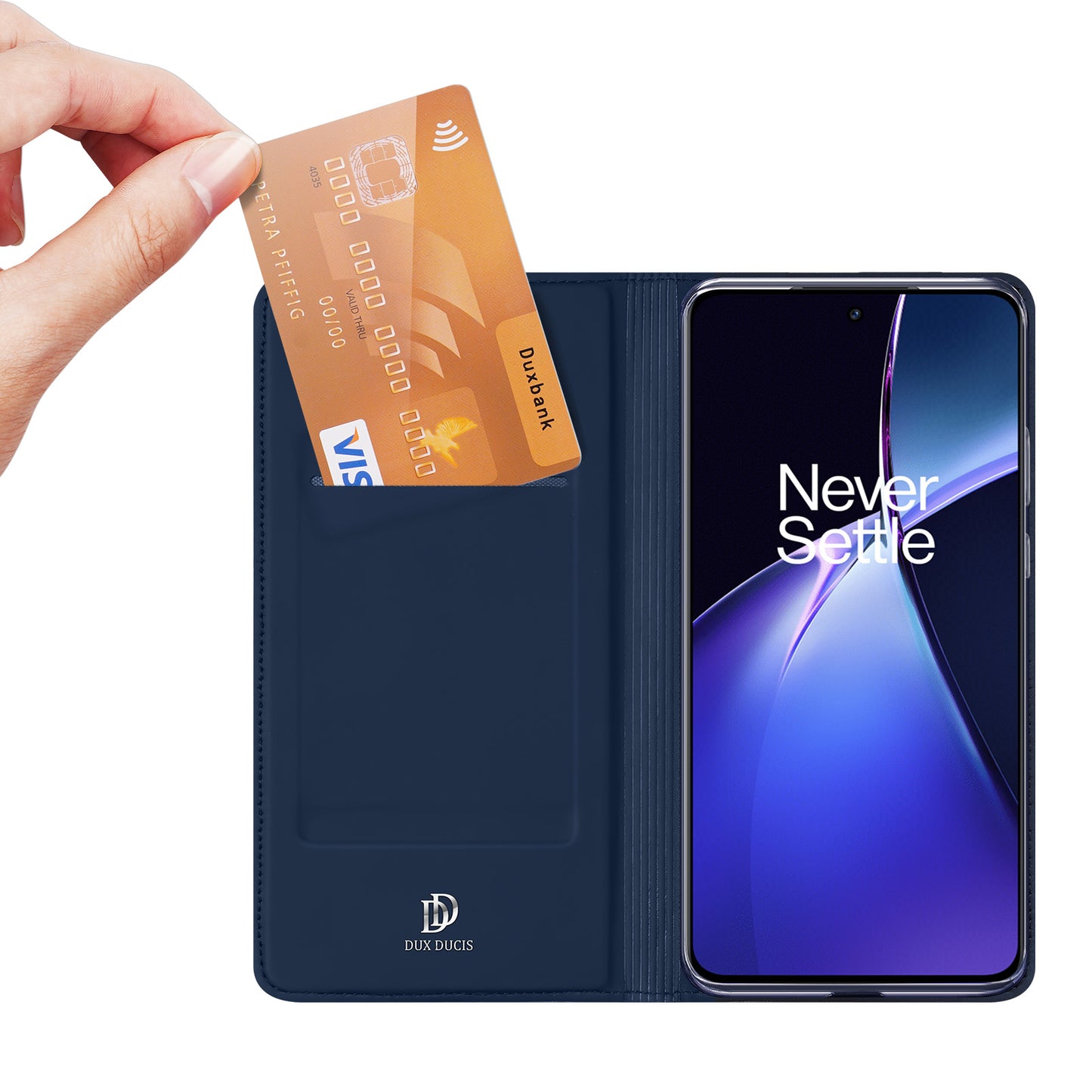 DUX DUCIS Skin Pro Series For OnePlus Nord CE4 5G / Oppo K12 Flip Phone Case with Stand and Card Slot - Blue