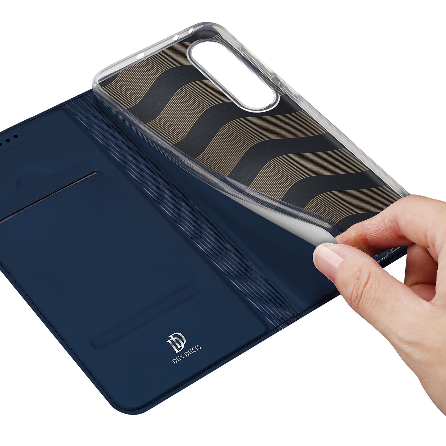 DUX DUCIS Skin Pro Series For OnePlus Nord CE4 5G / Oppo K12 Flip Phone Case with Stand and Card Slot - Blue