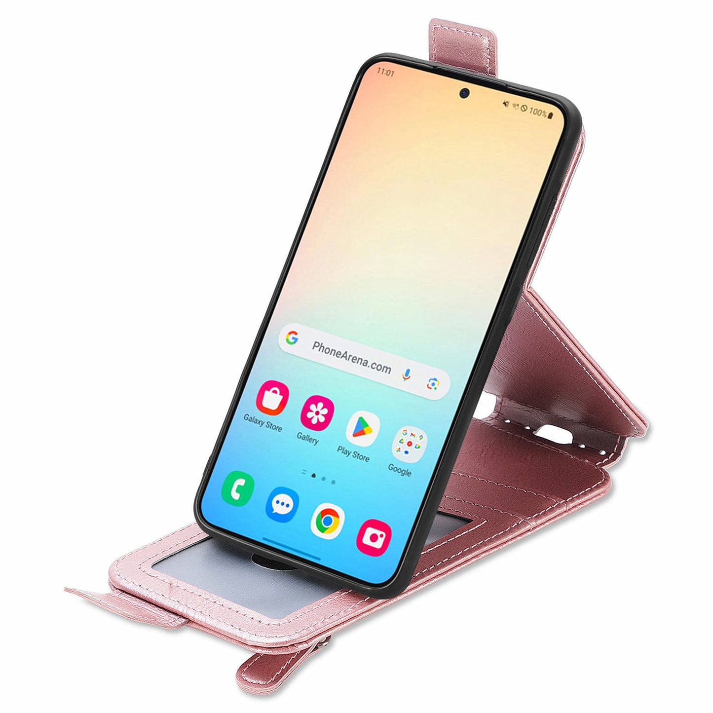 For Samsung Galaxy S24 Leather Case Zipper Wallet Phone Cover Mobile Accessories Wholesale - Rose Gold