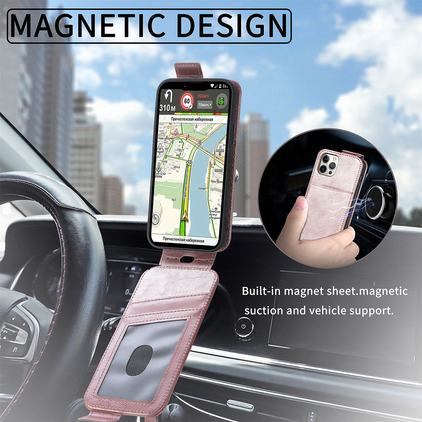 For Samsung Galaxy S24+ Case Zipper Wallet PU Leather Stand Phone Cover - Rose Gold