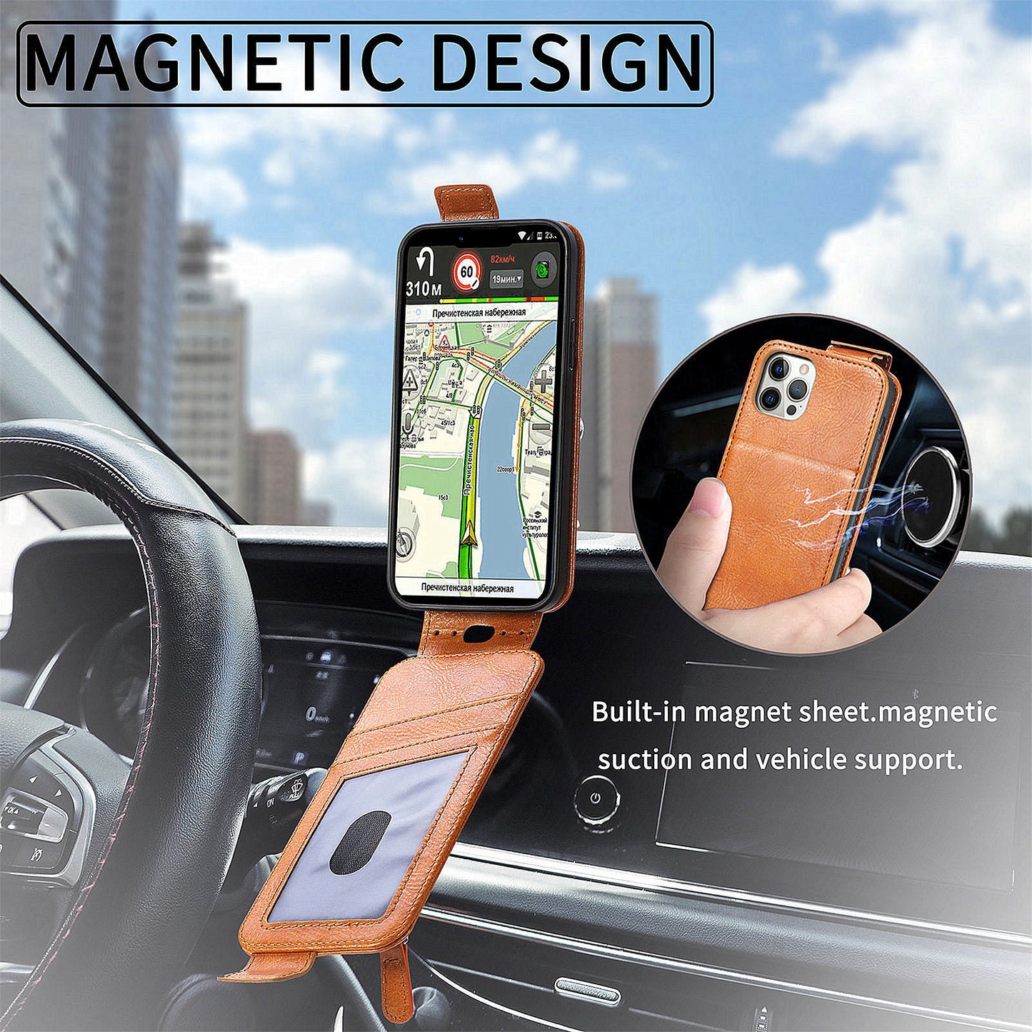 For Samsung Galaxy A15 4G Case Zipper Pocket PU Leather Vertical Flip Wallet Phone Cover - Brown