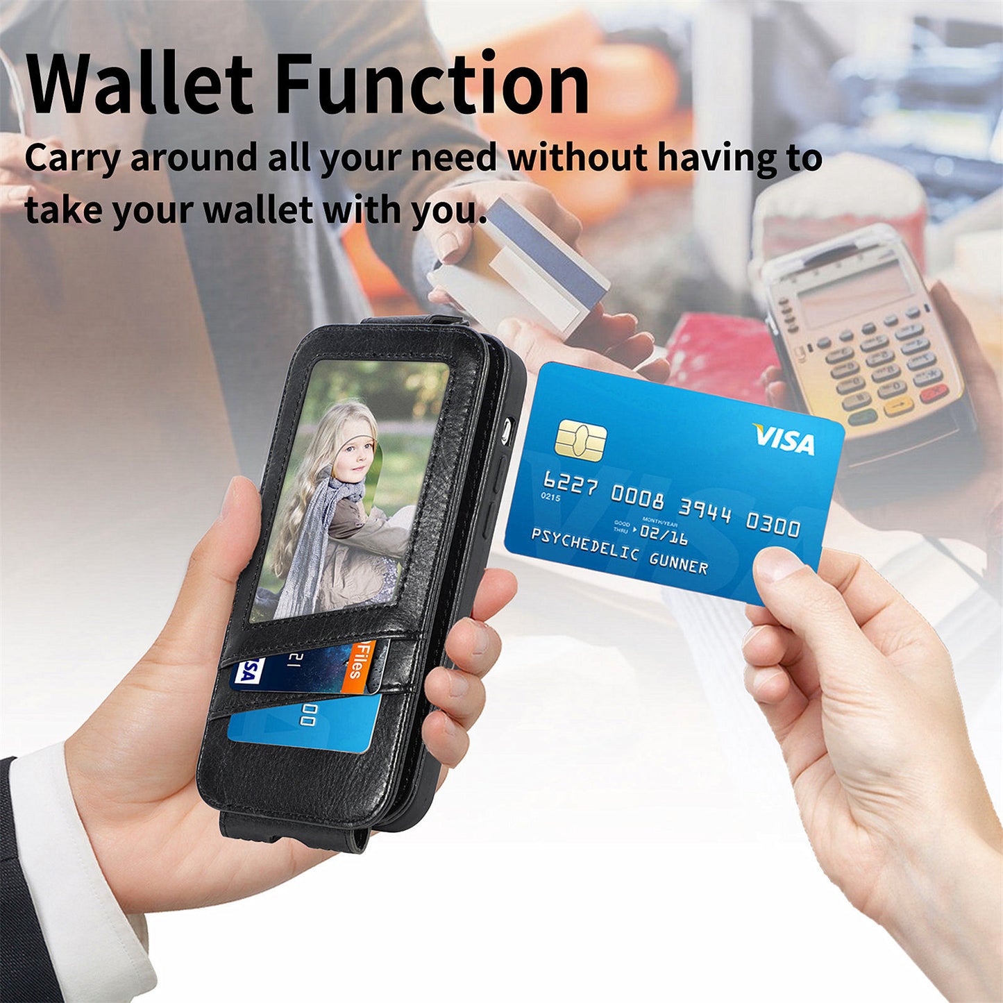 For Samsung Galaxy S24 Ultra Case Zipper Wallet Leather Cover Cell Phone Accessory Wholesale - Black