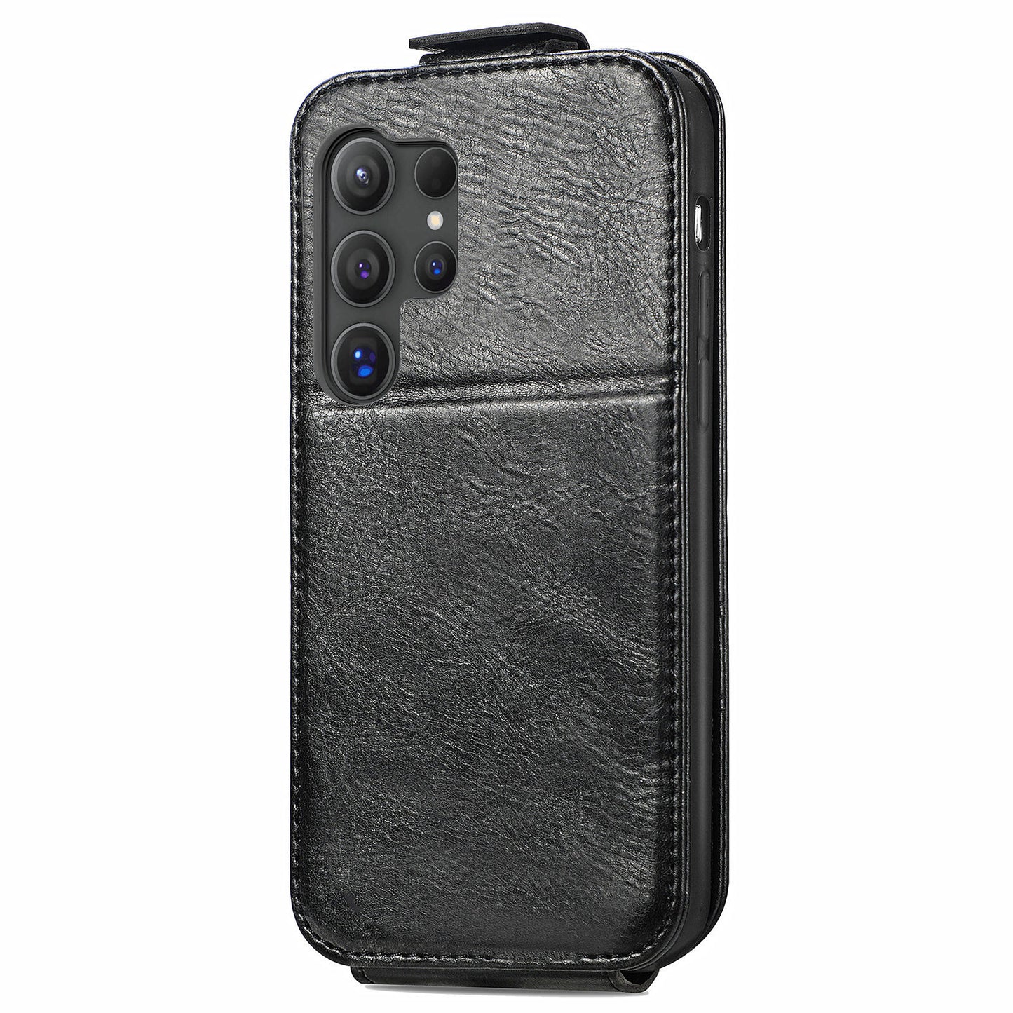 For Samsung Galaxy S24 Ultra Case Zipper Wallet Leather Cover Cell Phone Accessory Wholesale - Black